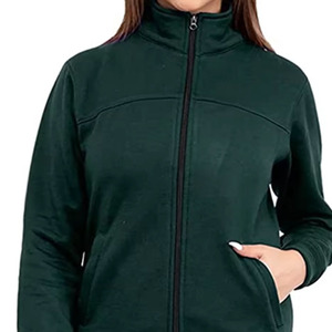 Ropa informal presagio sólido bosque verde Color relajado joggers forrado de lana cálido invierno desgaste cuello alto chándales para damas - Product Image 2