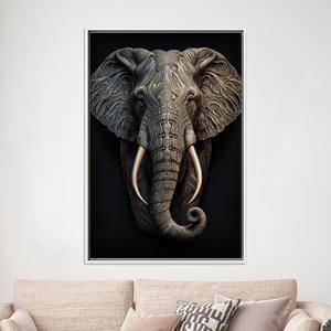Elegant African Elephant Canvas Art, Bold Jungle Design Print,WHITE <b>FRAMED</b> CANVAS - Product Image 1