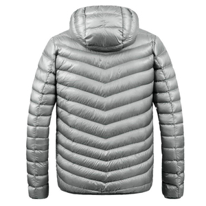 2025 New Design <b>Light</b> Grey Color <b>Puffer</b> Men's <b>Jackets</b> 100% Polyester Fabric Detachable hood Warm Bubble <b>Jacket</b> For Winter Wear - Product Image 5