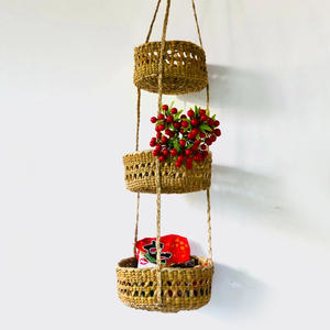 Cestas colgantes de jacinto de agua, cesta tejida para almacenamiento de verduras, contenedor de frutas para cocina - Product Image 2