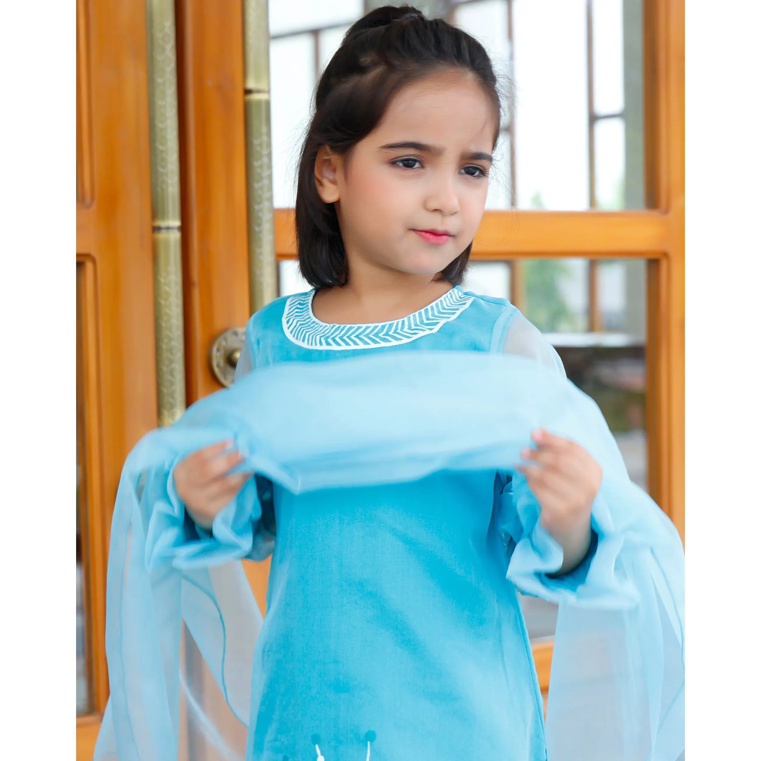 Kids Aqua Blue Thread & Button Pakistani Dress Set Indian Ethnic Wear Satin  Lehenga Choli Salwar Festivals Celebrations| Alibaba.com