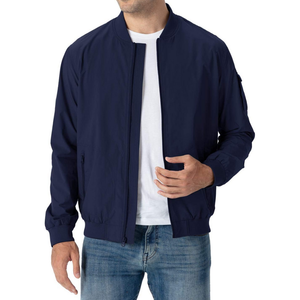 Blouson d'aviateur solide bleu respirant léger à fermeture éclair pour hommes personnalisé logo design pour hommes hiver - Product Image 3