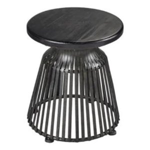 Taburete de Metal de Hierro Hecho a Mano con Acabado Negro, Perfecto para el Hogar, Sala de Estar, Muebles Decorativos, Otomanas y Taburetes - Product Image 2