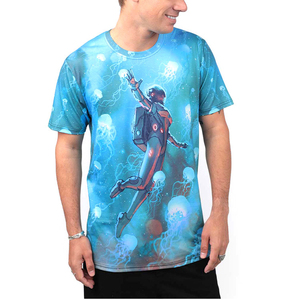 เสื้อยืดผู้ชายสั่งทำขายส่ง พิมพ์ลายทั่วตัว คอตั้ง กันยับ ระบายอากาศได้ดี พิมพ์ลายดิจิตอล ผ้าฝ้าย 100% - Product Image 1
