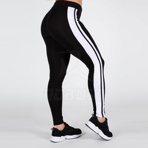 Leggings de sport personnalisés de haute qualité pour femmes, vêtements de yoga premium à taille mi-haute, respirants, tricotés, 100 % coton et fibre de bambou - Product Image 4