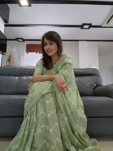 Bollywood indien Designer femmes lourd pur Georgette Saree beau fil ethnique dentelle bordure travail dernier chemisier pour la fête - Product Image 5