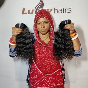 Machine de temple indien alignée sur les cuticules non transformées Double trame faisceaux bruts Extensions vierges de cheveux humains ondulés naturels - Product Image 5