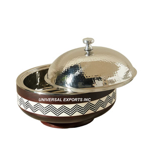 Olla Clásica de Acero Inoxidable con Tapa Martillada, Cazuela para Servir Comida, Tamaño Personalizado, Calentador de Alimentos Metálico Elegante y Ecológico - Product Image 1
