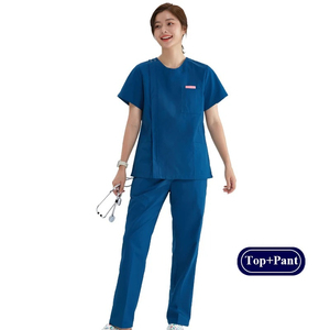 ชุดยูนิฟอร์มทางการแพทย์สำหรับพยาบาลชุดผ้าฝ้ายทอลายทแยงและมีซิปกางเกง2ชิ้นสำหรับทั้งหญิงและชาย - Product Image 1