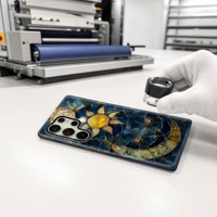 Coque de téléphone antichoc deux-en-un avec motif vitrail ciel étoilé pour Samsung Galaxy S26 S26 Ultra S26 Plus S22