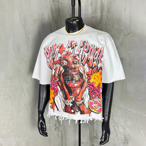 Camisetas hechas a medida para hombre, camiseta recortada de gran tamaño con lavado ácido, camiseta estampada DTG, ropa de calle, camiseta de manga corta - Product Image 4