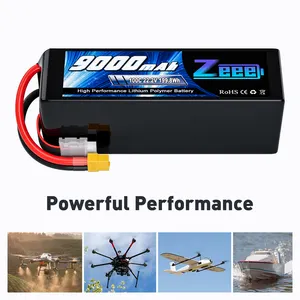 Zeee FPV Drohnenbatterie 6S 9000 mAh 100C 22,2V XT60 RC LiPo für Spielzeug Boote Großflugzeug Drohne Flugzeug