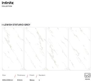 Carreaux en porcelaine polie de luxe modernes 600x1200mm pour cuisine, salle de bain, cour et intérieur d'appartements, villas, chambres - Product Image 2