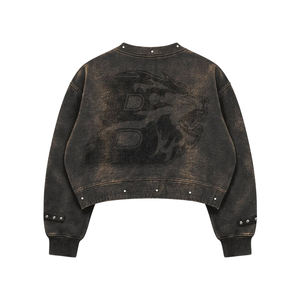 Custom Polyester/Cotton Oversized Solid Winter Acid Washed <b>Vintage</b> Unisex Terry Pullover Printed Long Sleeve <b>Sweatshirt</b> - Product Image 4