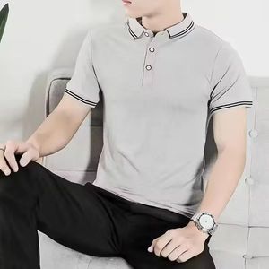 Polo à manches courtes tendance pour hommes T-shirt à revers mince avec maillot de corps décontracté de couleur unie de grande taille Summer Bottoming Paul - Product Image 4