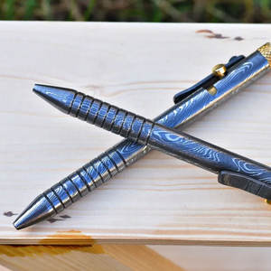 Stylo à bille en acier Damas fait main, avec logo personnalisé, dans un coffret en bois, en vente en gros - Product Image 4