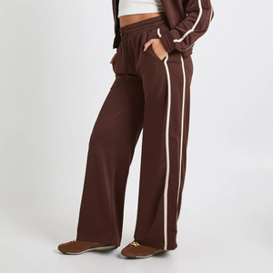 High Quality Polyester/Cotton Women's Winter Fleece Sweatpants Custom Screen Printed logo <b>Elastic</b> Waist Straight Hip Hop - Product Image 5