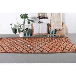 พรมคิลิม ขนาด 3.9x10.7 ฟุต พรมตุรกี พรมลายปะติดสีส้ม ทำจากขนสัตว์ - Product Image 3