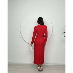 Vestido Largo Rojo para Mujer missJANELL con Detalle de Cuello, Mezcla de Poliéster y Spandex de Doble Atlas, Elegante y Versátil, Tallas S-XL - Product Image 5