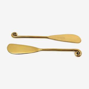 Ensemble de trancheuses à fromage en acier inoxydable Trancheuse plaquée or pour gâteau de mariage Trancheuse à fromage Bent Down Design Handle Butter Spreader - Product Image 1