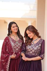 Vestido de trabajo informal de verano para mujer con cuello redondo 2024, vestido de patrón de retales sólido con bordado de secuencia pesada de Georgette de estrella pura - Product Image 5