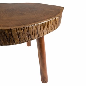 โต๊ะกาแฟทรงกลมสไตล์อินดัสเทรียล ขอบไม้ธรรมชาติ ฐานไม้กระถินเทศ เฟอร์นิเจอร์ร้านอาหารสำหรับใช้ในโรงแรม - Product Image 5