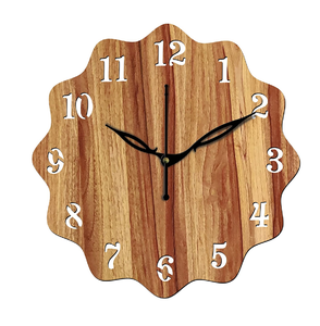 Wholesale Unique Wood Wall Clock Flower Decorative Creative Clock With Natural Wood Color Clock - Product Image 1