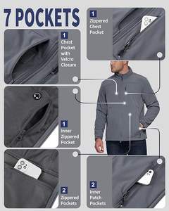 Veste Softshell Imperméable pour Homme Doublée de Polaire Chaude Coupe-Vent Légère Softshell pour Voyage Randonnée Golf - Product Image 3