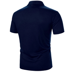 Polo à col haut en coton décontracté pour hommes, motif uni, respirant, grande taille, manches courtes, bonne qualité - Product Image 3