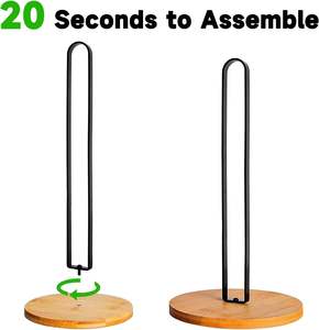 Porte-serviettes en papier en bois, comptoir porte-serviettes en papier noir, porte-serviettes de cuisine autoportant avec base en bois antidérapante - Product Image 4