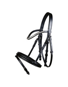 Brida de caballo de cuero genuino al por mayor forma anatómica elegante con acolchado suave y características ajustables - Product Image 1