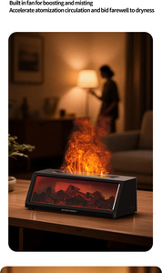 Desktop Simulated Flame Humidifier Aroma <b>Diffuser</b> With 3D Fire Visual Effect Quiet Ultrasonic Mist Sprayer Bedroom Living <b>Room</b> - Product Image 6