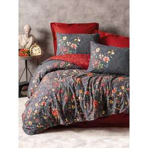 Sierra Bordo Double <b>Duvet</b> Cover <b>Set</b> for Women Made of Cotton Elegant and Feminine Design - Product Image 1