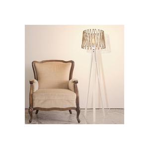 Treppiede in legno a tre gambe lampada da terra crema gamba/bianco corda cappello