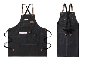 ผ้ากันเปื้อนผ้าใบสำหรับบาริสต้าใช้ในครัวผ้าฝ้ายแบบปักลายสำหรับบาร์บีคิวในสวน - Product Image 3