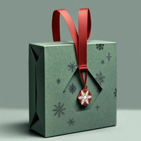Boîte cadeau de Noël personnalisée en forme de prisme octogonal, ruban rouge, étiquette, emballage géométrique pour calendrier de l'avent, chocolat, bijoux, finition mate