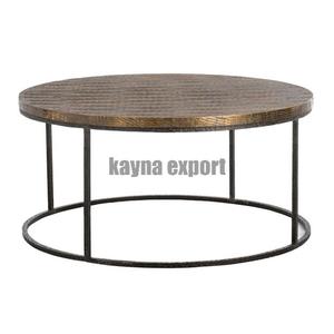 Table basse et table centrale de style moderne et antique, décorative, ronde, pour salon, chambre à coucher, en métal laiton - Product Image 1