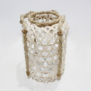 Artex Dong Thap Moroccan <b>Wicker</b> Lantern, Handmade Rustic Boho <b>Candle</b> Holder for Living Room and Garden - Product Image 4