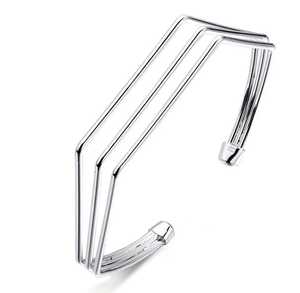 Elegante pulsera de boda de aleación de cobre chapada en plata Brazalete de boda de estilo clásico de moda - Product Image 1