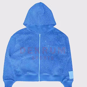 เสื้อฮู้ดแฟชั่นฤดูหนาวผู้ชาย แขนยาว ประดับเพชร ทรงปกติ สีพื้น - Product Image 2