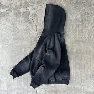 Sudadera con capucha lavada con logotipo personalizado de alta calidad 100 algodón 420 Gsm Boxy negro sudaderas con cremallera para hombre - Product Image 2