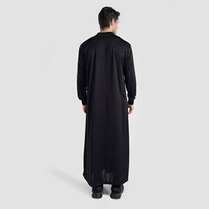 Túnica Thobe/Thawb Informal y Transpirable de Algodón para Hombre con Costuras Elegantes, Largo hasta el Tobillo, Ropa Musulmana Islámica - Product Image 3