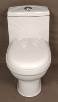 Ensemble WC portable monobloc moderne en céramique blanc à poser au sol avec abattants à fermeture douce pour usage domestique, hôtelier et en restaurant