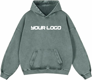 100% coton hommes sweats à capuche surdimensionnés et sweats épais polaire poids lourd Logo d'impression personnalisé sur le col à capuche avant - Product Image 5