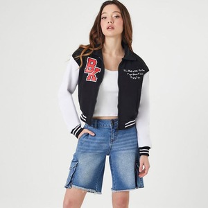 Chaqueta universitaria recortada transpirable de alta calidad personalizada para mujer con relleno de algodón diseño impermeable y reversible - Product Image 6