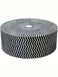 Table basse élégante faite à la main en incrustation d'os Design floral complexe Artisanat naturel artisanal de style religieux pour le salon - Product Image 4