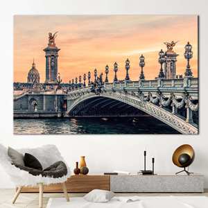 Obra de arte impresa en lienzo: Puente Alexandre III, paisaje de París, 1P: Enmarcado tipo galería - Product Image 1