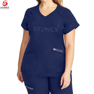 Ensemble de gommage d'allaitement respirant pour femmes pantalon droit en tissu solide décontracté et chemise à manches courtes unisexe nouveau produit - Product Image 2