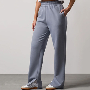 Pantalons et pantalons pour femmes avec logo personnalisé Blue Mist Terry Fleece Soft Touch Fabric 100% Cotton Sweatpants Straight Leg Joggers pour femmes - Product Image 1