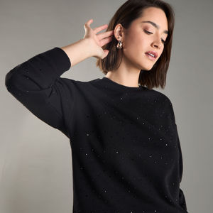 Sudadera de Invierno para Mujer con Pedrería, Cuello Redondo, Forro Polar, Algodón Suave, Cálida, Transpirable, Ecológica, Bordado 3D - Product Image 6